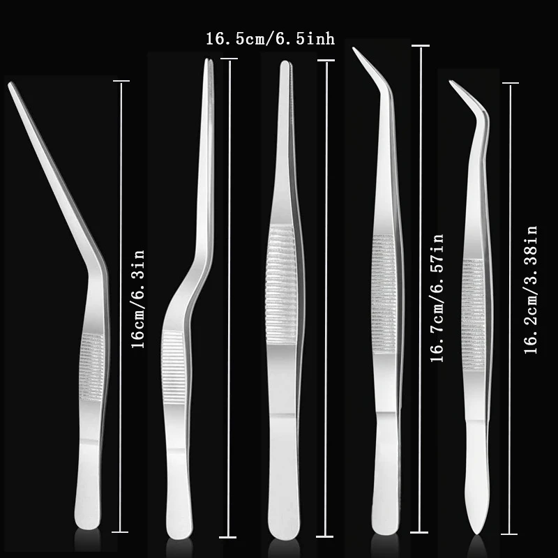 Stainless Steel Plating Tongs Pro Chef Serving Tongs Set Fine Dining Food Presentation Dessert Cake Restaurant Kitchen Utensils