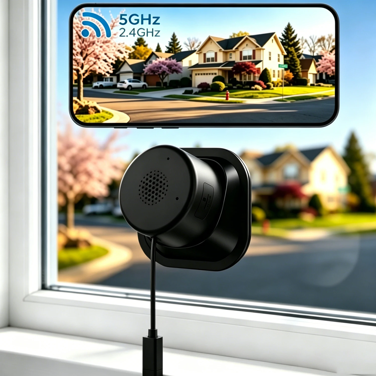2K No-Drill Magnetic Window Security Cameras 2Packs, 5G&2.4G WiFi Indoor Cam Stick on Glass, Full Color Night Vision AI Human De