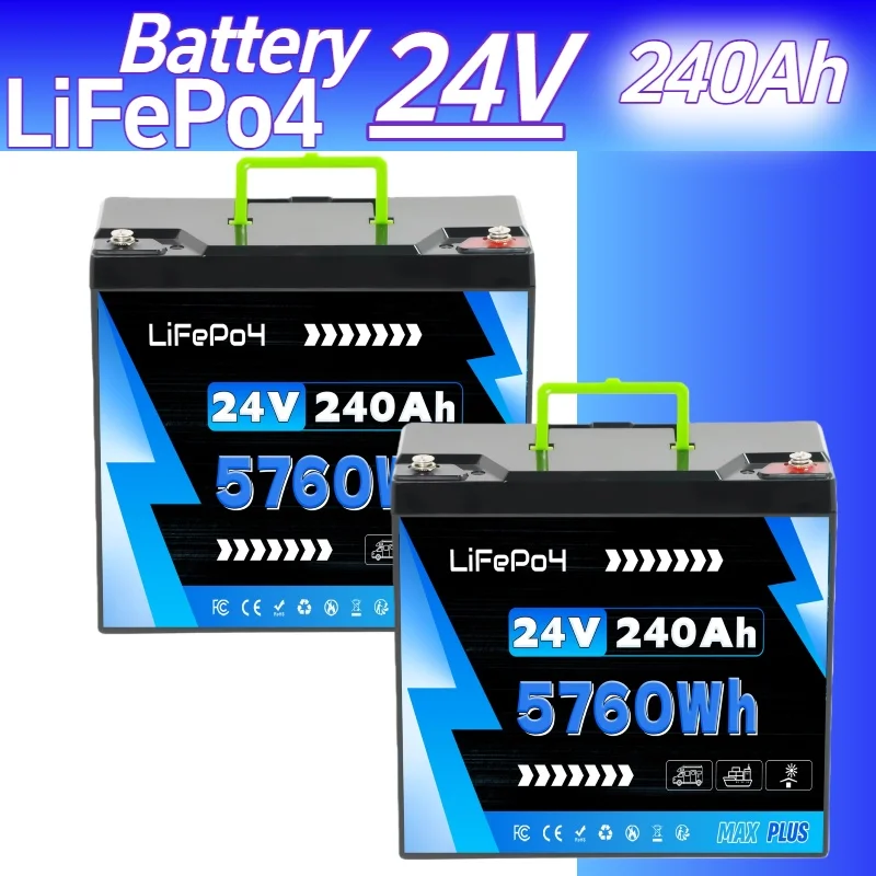 

Durable 24V 240Ah Deep Cycle LiFePO4 Battery Lron Phosphate Battery Optimized for Solar Battery Renewable Energy Systems and RV