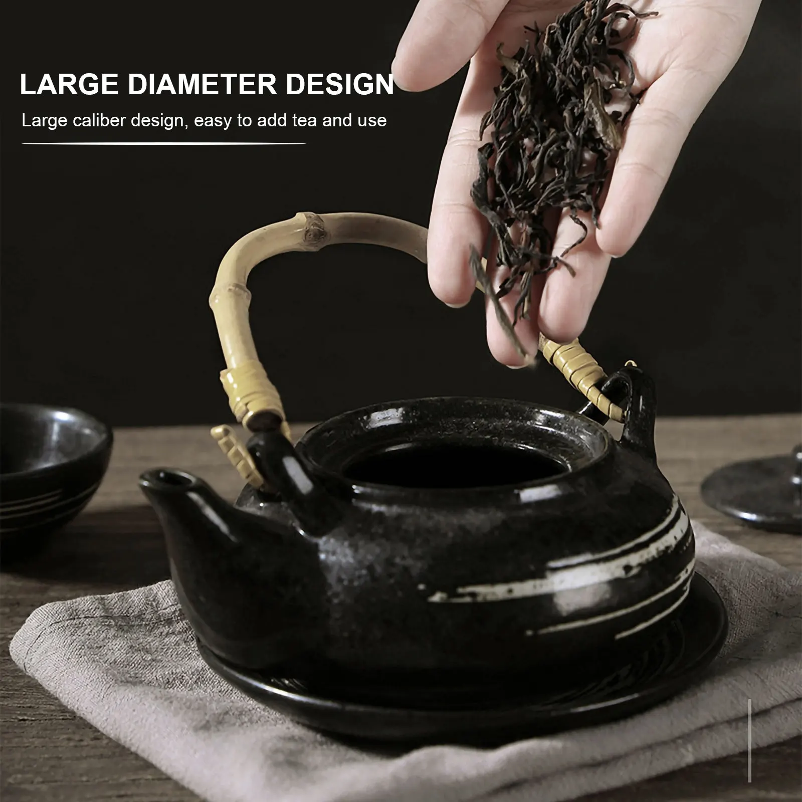 

1 комплект креативного керамического чайника, домашняя чайная посуда для чайного домика, ресторана, супового горшка в японском стиле, гладкая поверхность, стабильное дно