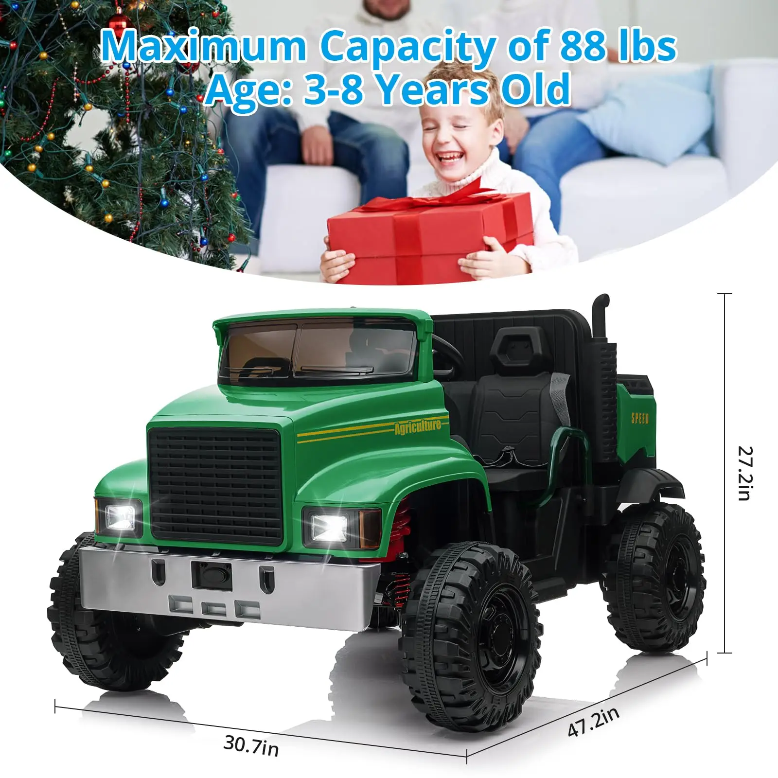 24V UTV Electric Car with Dump Bed for Kids, 4WD Ride On Car, 4x200W Motors with Remote Control, 4xSpring Suspension, 3 Speeds