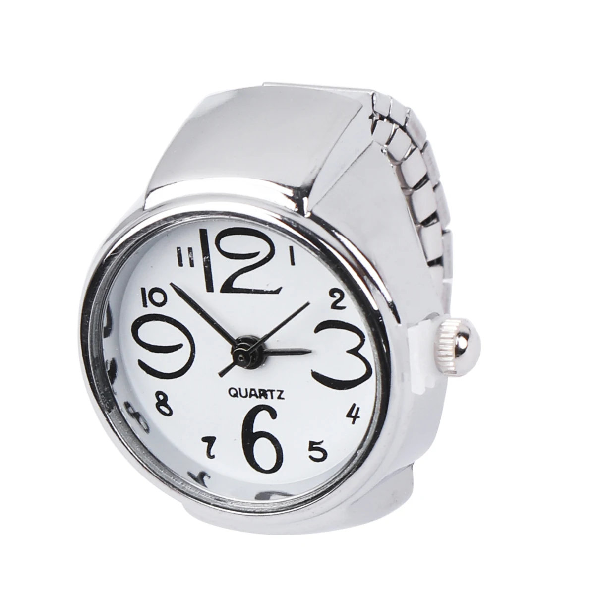 

2pcs Finger Wear Quartz Watches Creative Ring Watches Mini Time Display Accessories for Women Men (White)