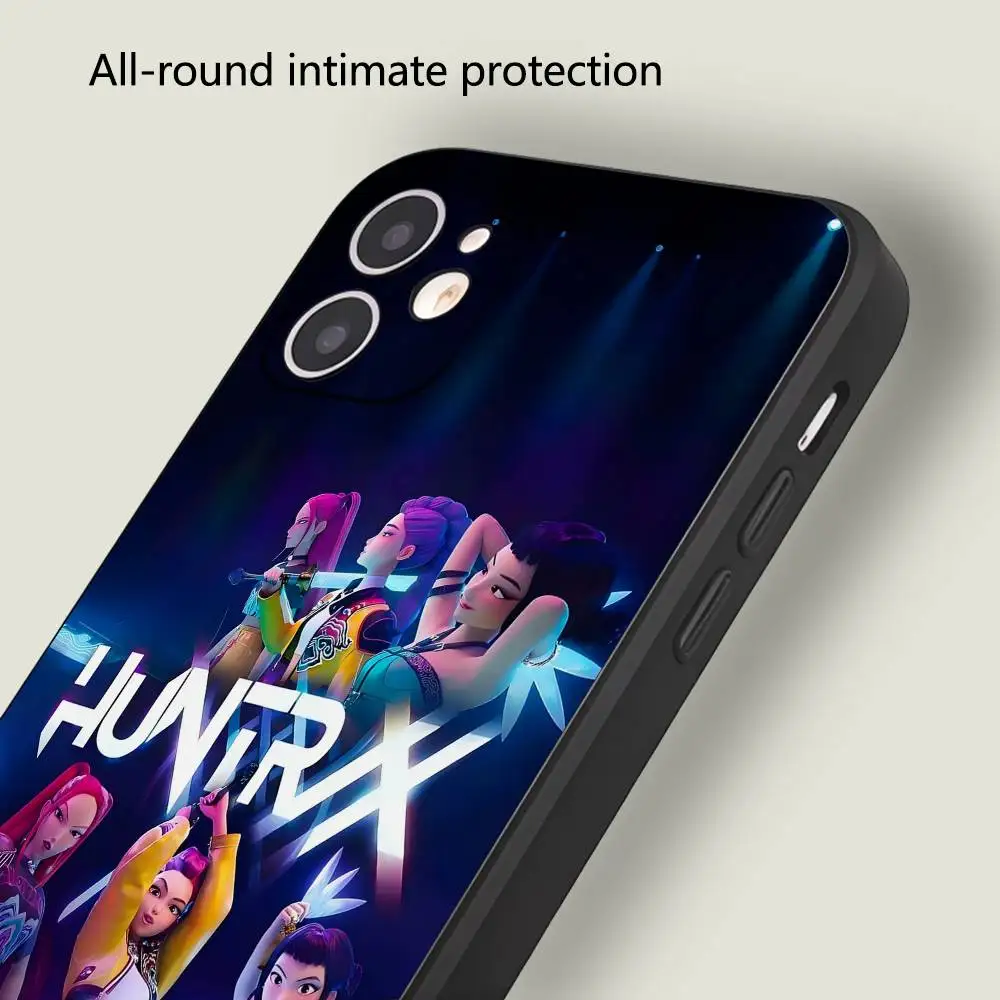 KPop شيطان الصيادين جراب هاتف أسود سيليكون ماتي جراب هاتف آيفون 17 الهواء 16 15 14 13 12 11 برو ماكس بولي TPU لينة حالة