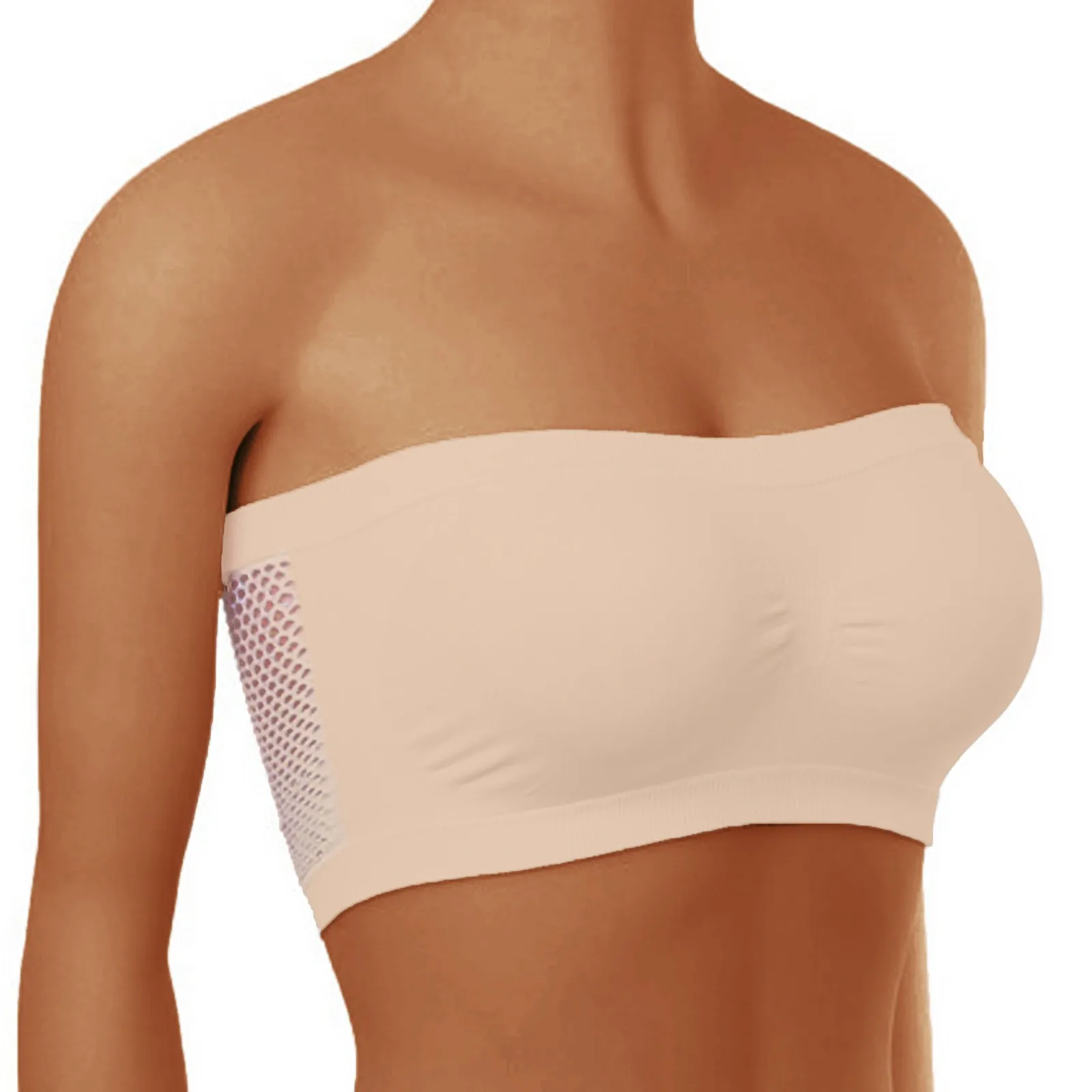 New Women\'s Elastic Strapless Bra Fashion Summer Breathable Strapless Wrap Bra Suitable for One Shoulder Top