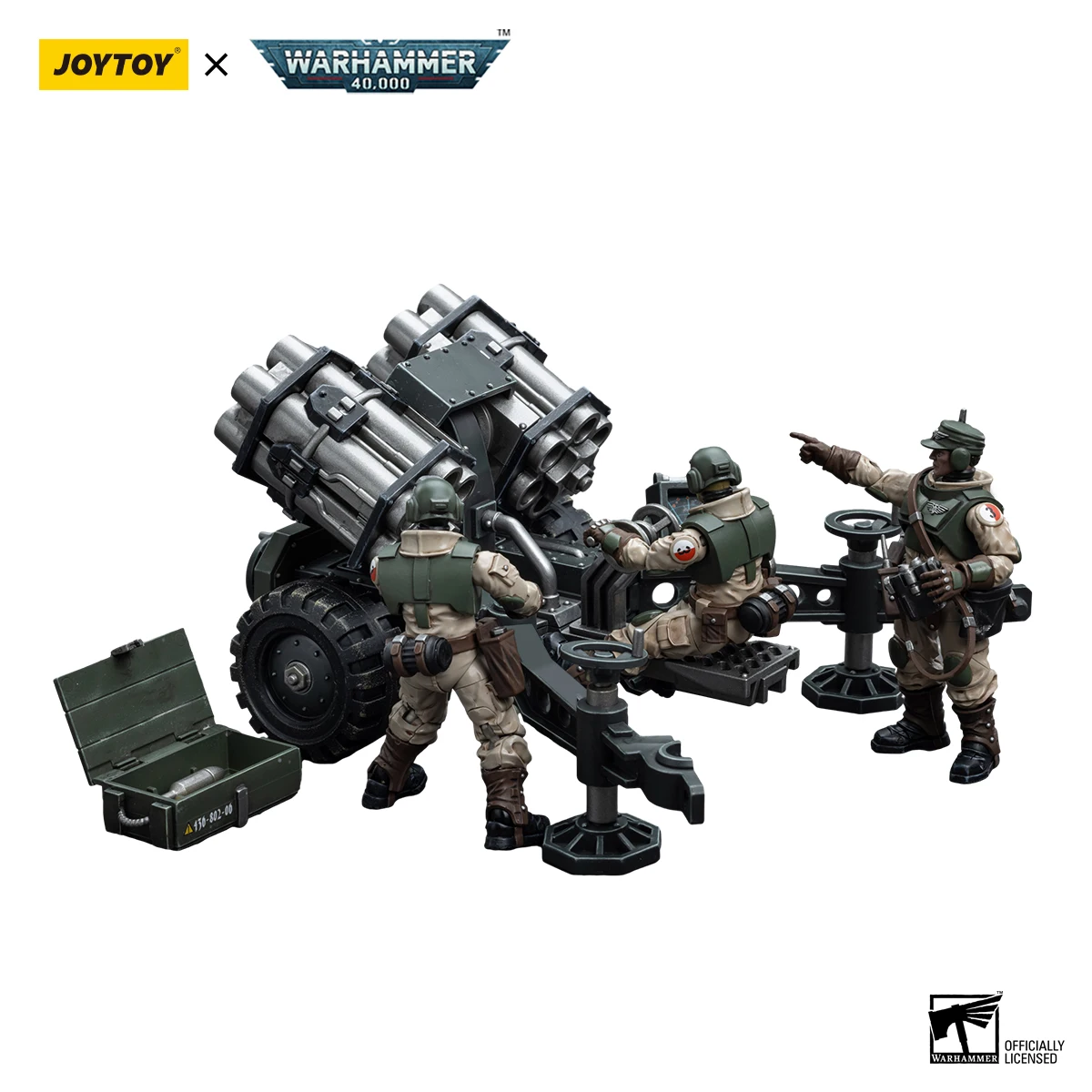 

JOYTOY Warhammer 40k 1/18 Action Figures Anime Astra Militarum Ordnance Team with Malleus Rocket Launcher Soldier Model Toys