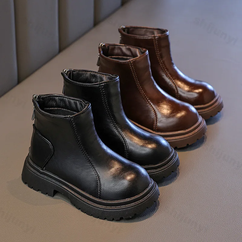 Autumn Children Boots 2025 Kids Short Boot Zipper Girls Boys Comfortable Non Slip Outdoor Ankle Boots Princess Shoes Size 26-36
