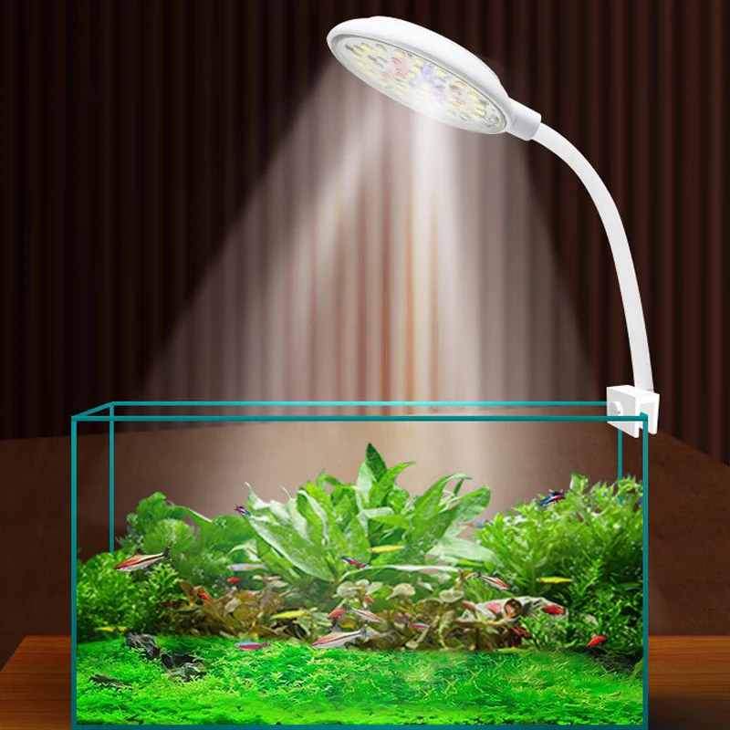 USB Fish Tank Small Clip Light Water Grass Light LED 3/5/7W Color Changing Adjustable Light Splash Proof Restore Natural Colors
