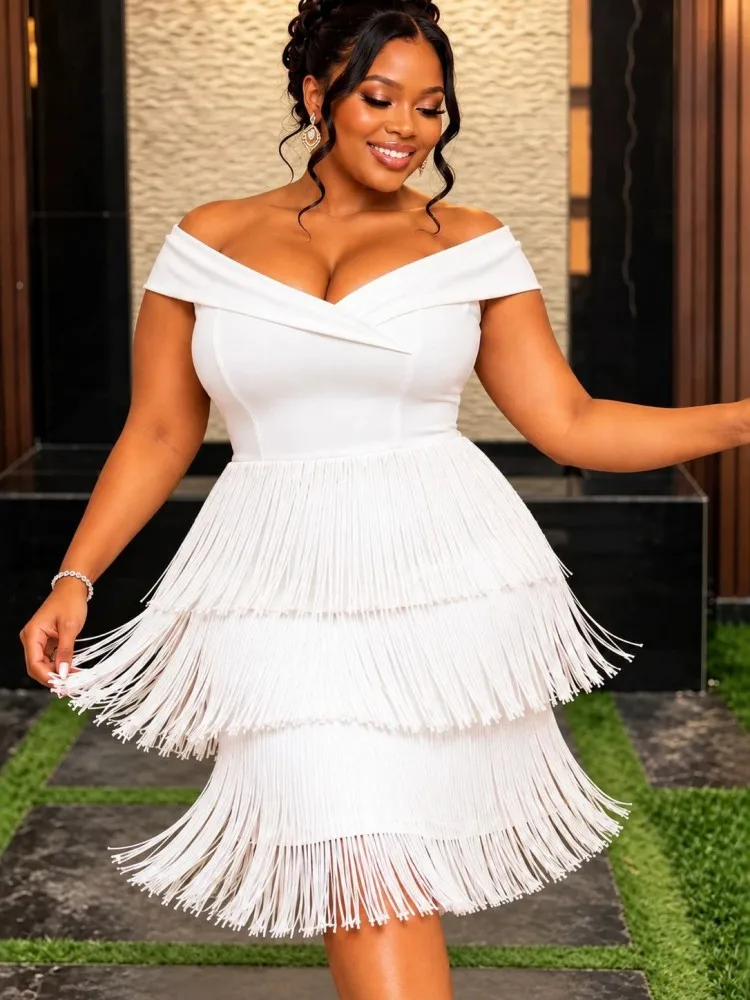 0XL-4XL Plus Size Women Clothes Dresses Elegant Evening Celibrity Clothes Robes Short Sleeve 3XL Big Size Midi Dress Oversized