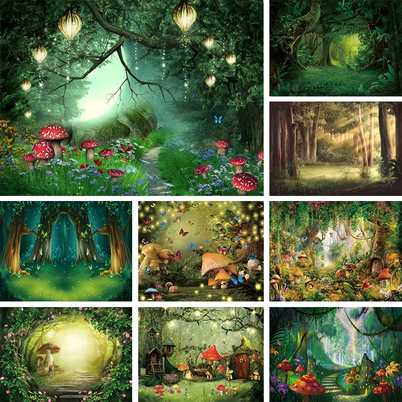 

Enchanted Forest Background Fairy Birthday Decoration for Kids Party Woodland Fantasy Wonderland Photography Backdrop Banner