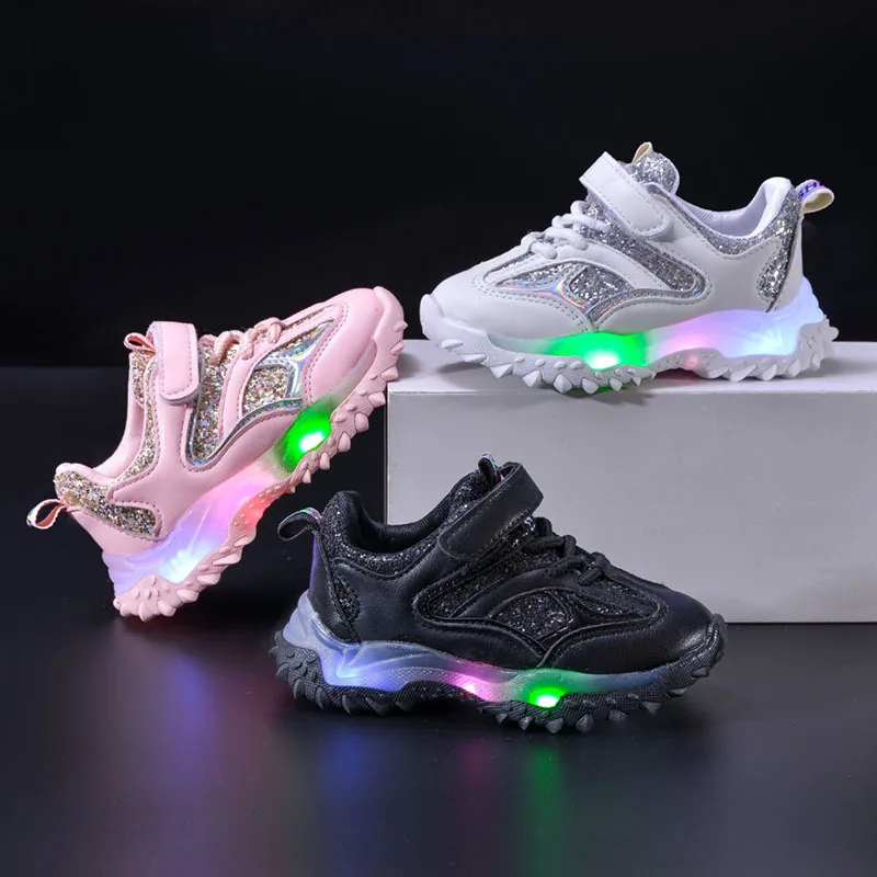 

Kid Tennis 2024 Spring Autumn Children LED Sneakers Boys Glowing Shoes Kids Girls Light Luminous Shoe Toddler Baby First Walkers