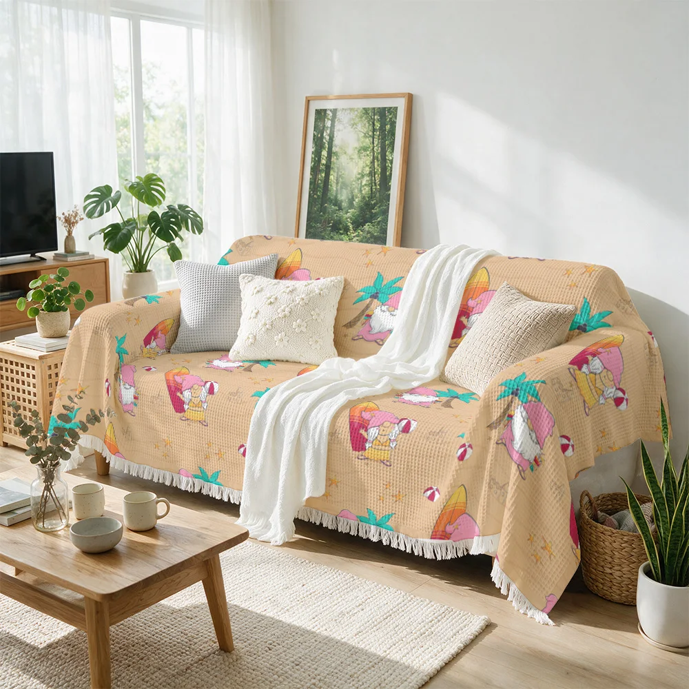 Boho Tropical Print Throw Blanket for Sofa Couch Decorative Spring Summer Living Room Decor Cozy Accent Throw Cover Home Accent
