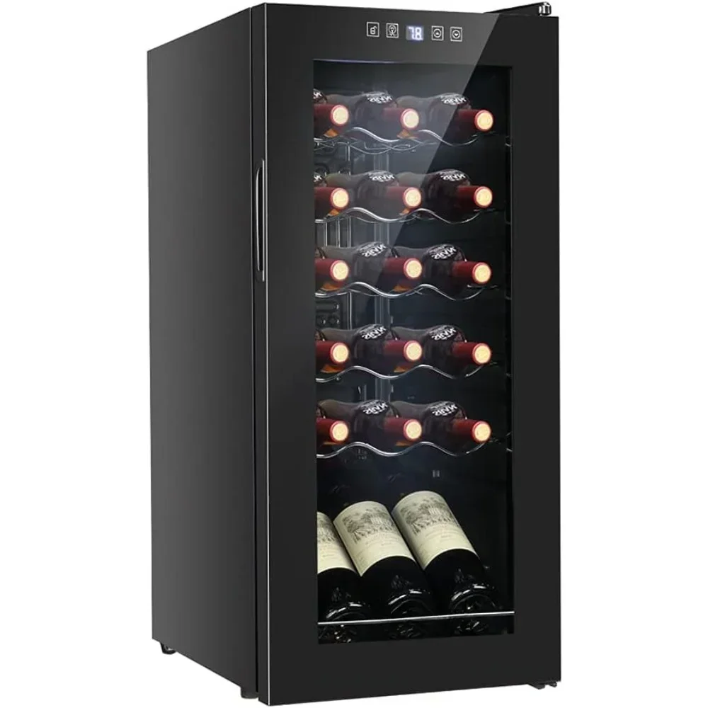 Compressor Wine Cooler Refrigerator W/Adjustable Temperature, Freestanding Compact 18 Bottle Mini Wine Fridge