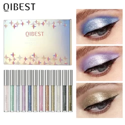 QIBEST 12 PCS Metallic Diamond Eyeshadow Set Pearly Watery Eye Shadow Sparkling Party Radiant Liquid Eyeshadow Kit Eyes Makeup