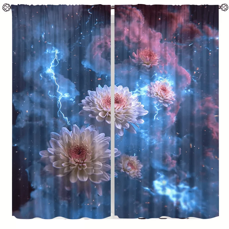 starry sky flowered curtain is installed using pocket rod method. It is suitable bedrooms living rooms balconies and can be used