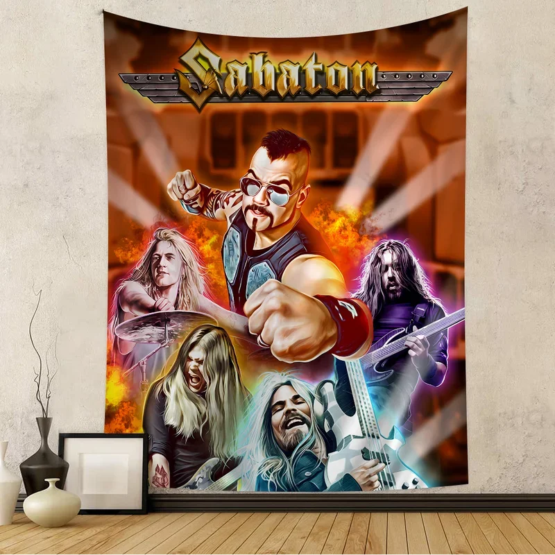 S-Sabaton Band Printed Large Wall Tapestry Indian Buddha Wall Decoration Witchcraft Bohemian Hippie Wall Art Decor # 0@