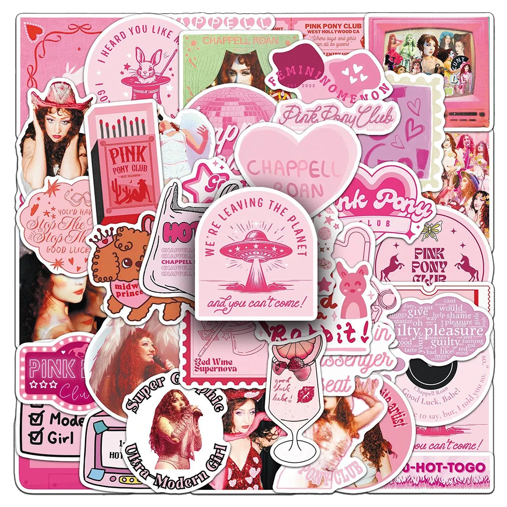10/30/50pcs Hot Singer Chappell Roan Cartoon Stickers Pink Aesthetic Graffiti Decals DIY Album Luggage Phone Laptop Sticker Gift