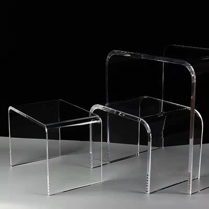 Transparent Acrylic Shoes Changing Stool Table Nordic Simple Bending Acrylic Furniture U Shaped Coffee Table for Living Room