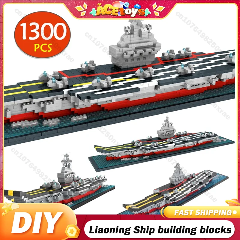 

1300Pcs Liaoning Battleships Micro Aircraft Building Blocks Set Carrier Assemble Bricks Military Boat Model Kit Kids Toys Gifts