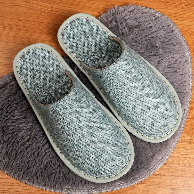 

Breathable Anti-odor Canvas Slippers Men Women Closed Toe Big Size Flat Slides Home 2025 Autumn House Fabric Slippers
