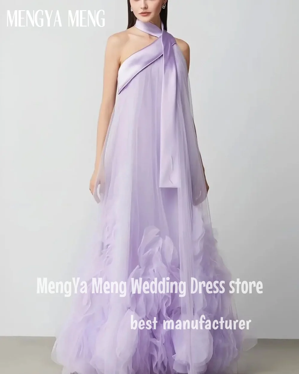 ZHUISHU Fairy Baby Purple Wedding Dresses A-Line Halter Floor Length Ruffles Bridal Gown Korea Photo Shoot Customized Elegant