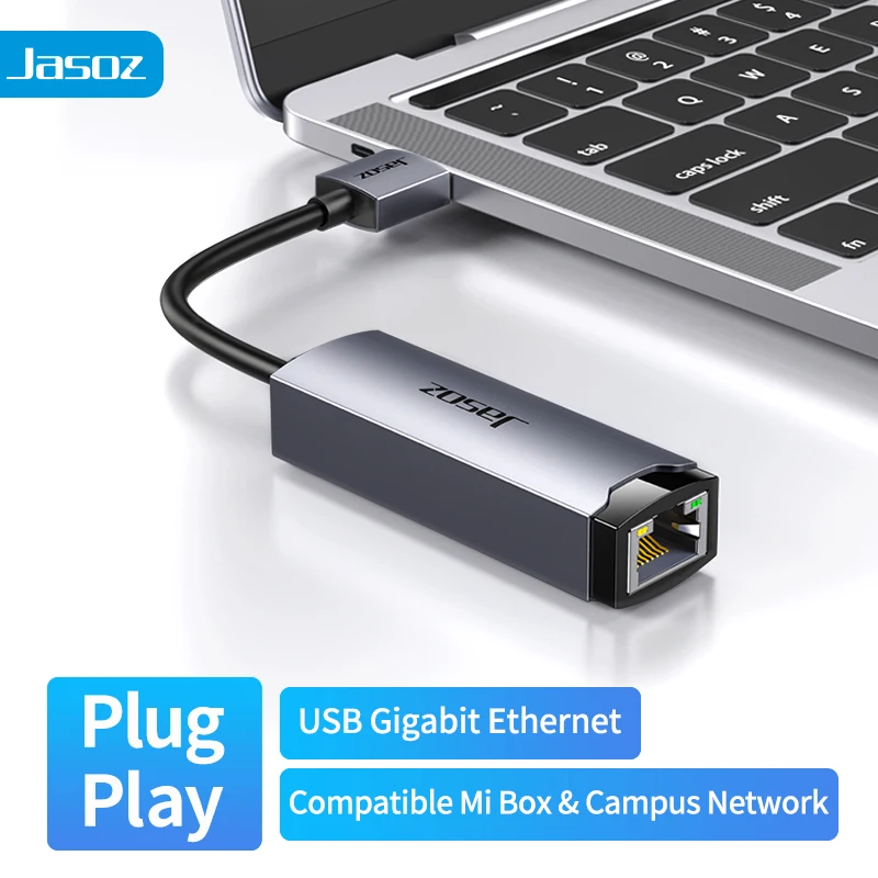 

Ethernet-адаптер Jasoz USB 3.0 1000 Мбит/с USB A к RJ45 Lan для ПК, ноутбука MacBook Xiaomi Mi Box USB Gigabit Network Card Dongle
