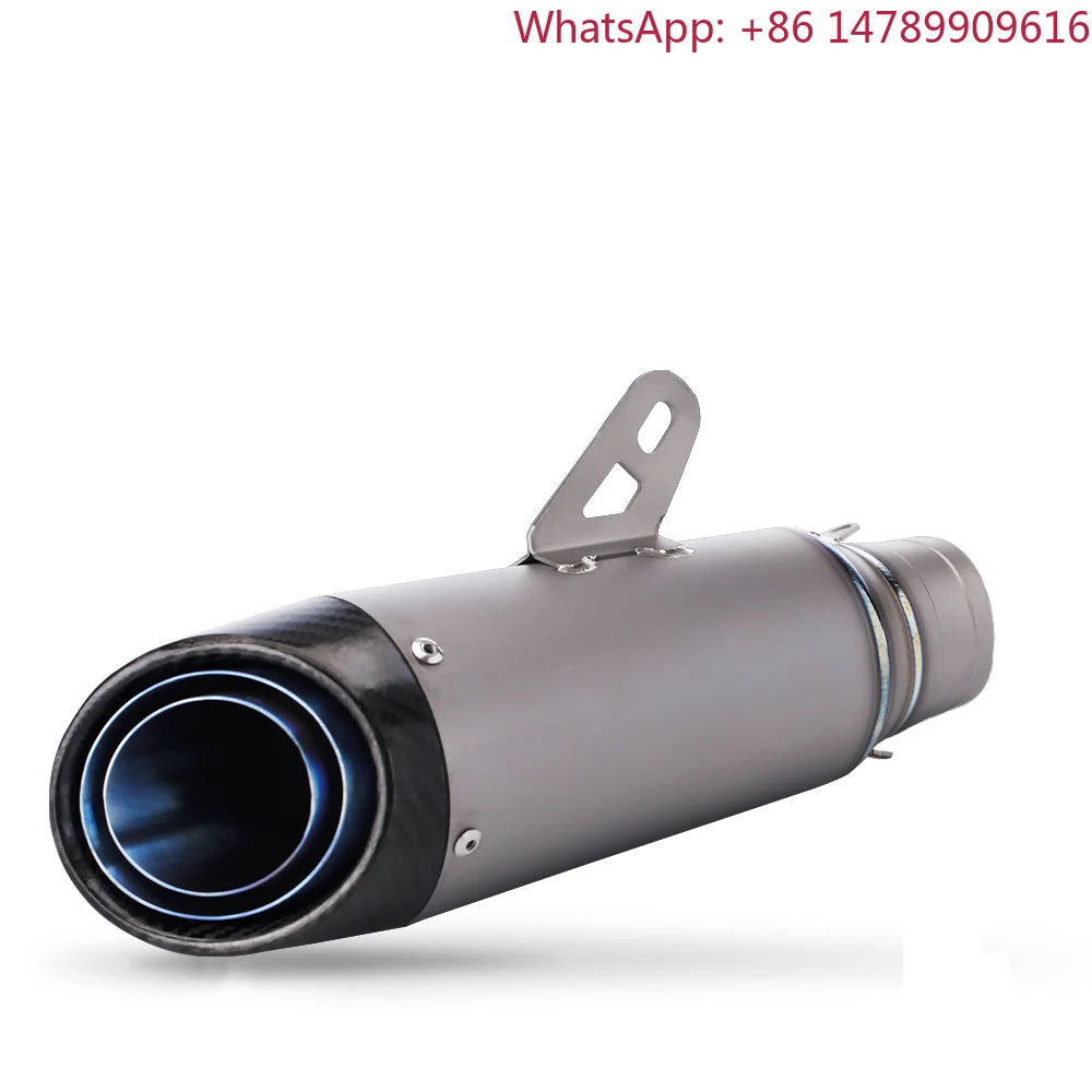 Universal Motorcycle Exhaust System, 51mm Inlet Carbon Fiber Muffler With Mid-Link Pipe And DB Killer For Racing And StreetMoto