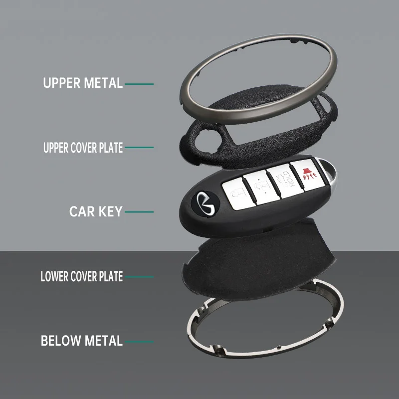 PU Leather Car Remote Key Case Cover For Infiniti Q50 Q60 Q70 QX50 QX60 QX70 EX FX JX35 FX35 EX35 FX37 JX35 Keychain Accessories view 4