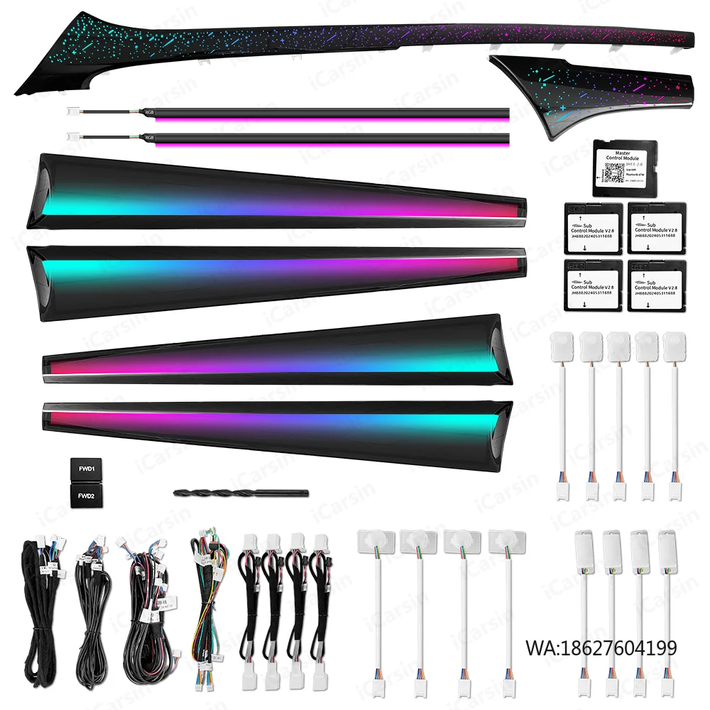 

ICarsin Upgrade RHD/LHD 256 Color Symphony Led Car Interior Ambient Lighting for Hilux Revo 2015-2024 Trim Accessories