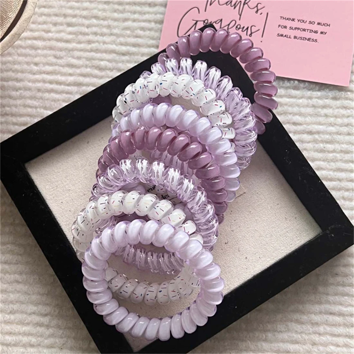 4pcs/set Spiral Hair Ties Purple Blue Color Telephone Cord Scrunchies Elastic Hair Band Sweet Cute Women Hair Accessories