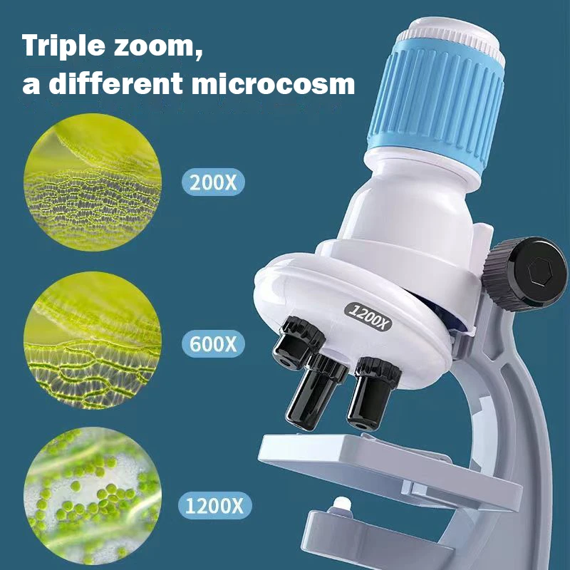 Bioscience Science Experiment 1200X Children Microscope Kit Biological Specimen Portable Puzzle Educational Stem Toys for Kids