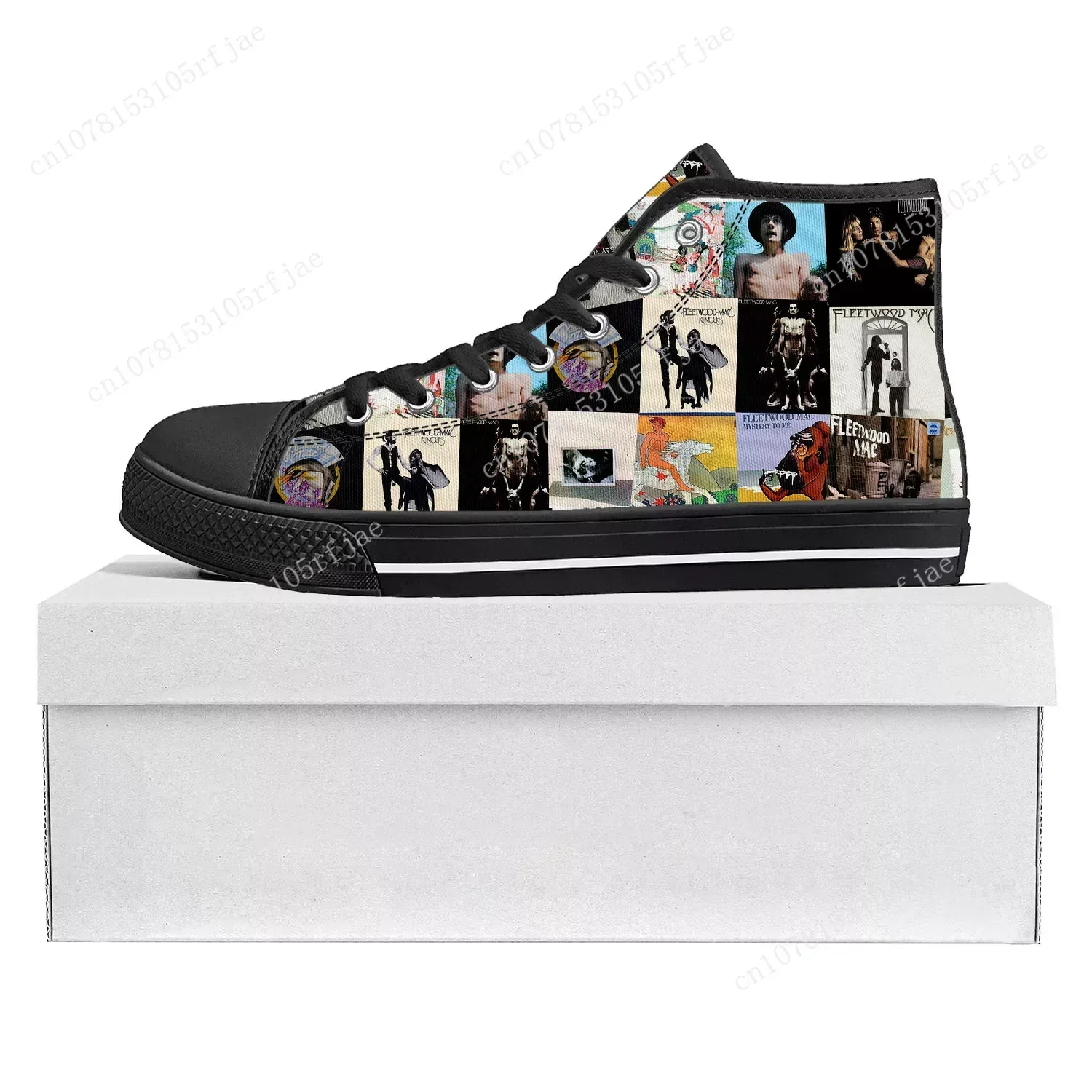 Fleetwood Mac High Top High Quality Sneakers Mens Womens Teenager Canvas Sneaker Couple Shoe Rock Band Custom Shoe Black