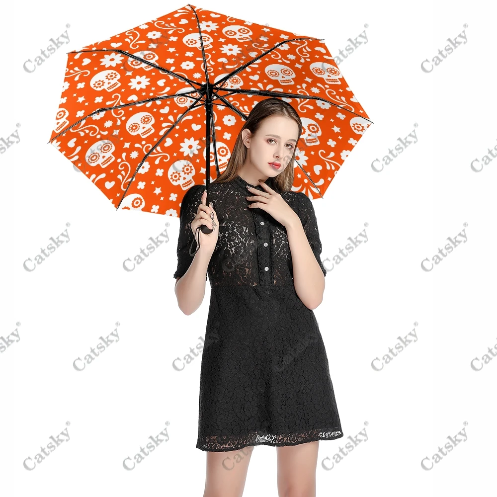 Bones and Skulls Pattern Wo Folding Umbrella Windproof Sunscreen  UV Protection Fashion Portable Gift Travel Outdoor Umbrellas