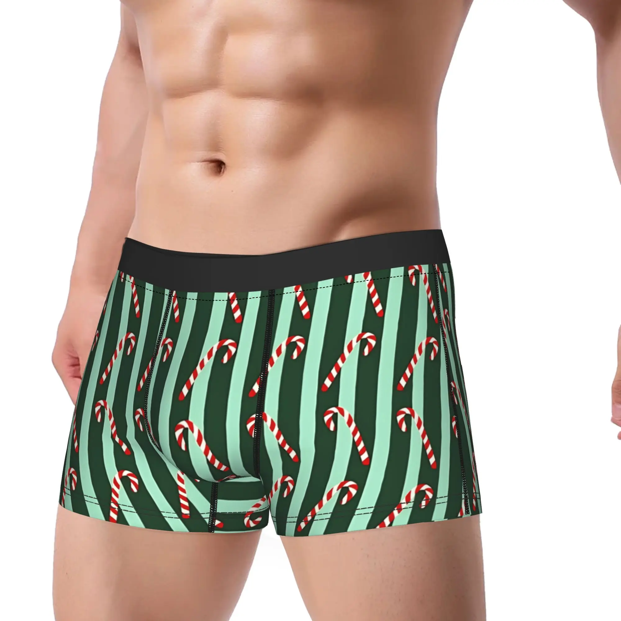 

Christmas Candy Canes Pattern Shorts Briefs Underwear Hot Sale Man Comfortable Boxershorts Custom Plus Size Underpants