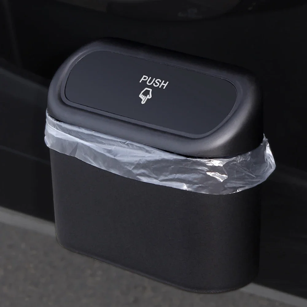Car Storage Box Portable Plastic Car Trash Can With Lid Garbage Waterproof Box Mobile Trash Bin Automotive Garbage Storage Box