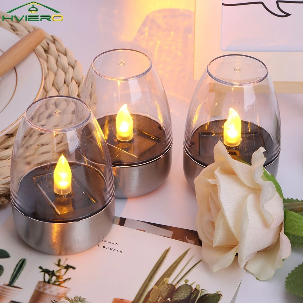 

4/6/8PCS LED Party Garden Decoration Outdoor Waterproof Lamp Solar Candles Light Flameless Wedding Rechargeable Night Lights