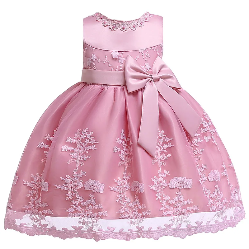 Newborn Baby Dress For Girls Embroidery Flower Big Bow Dresses Toddler Kids Birthday Party Wedding Vestidos 0 to 3 Years Old