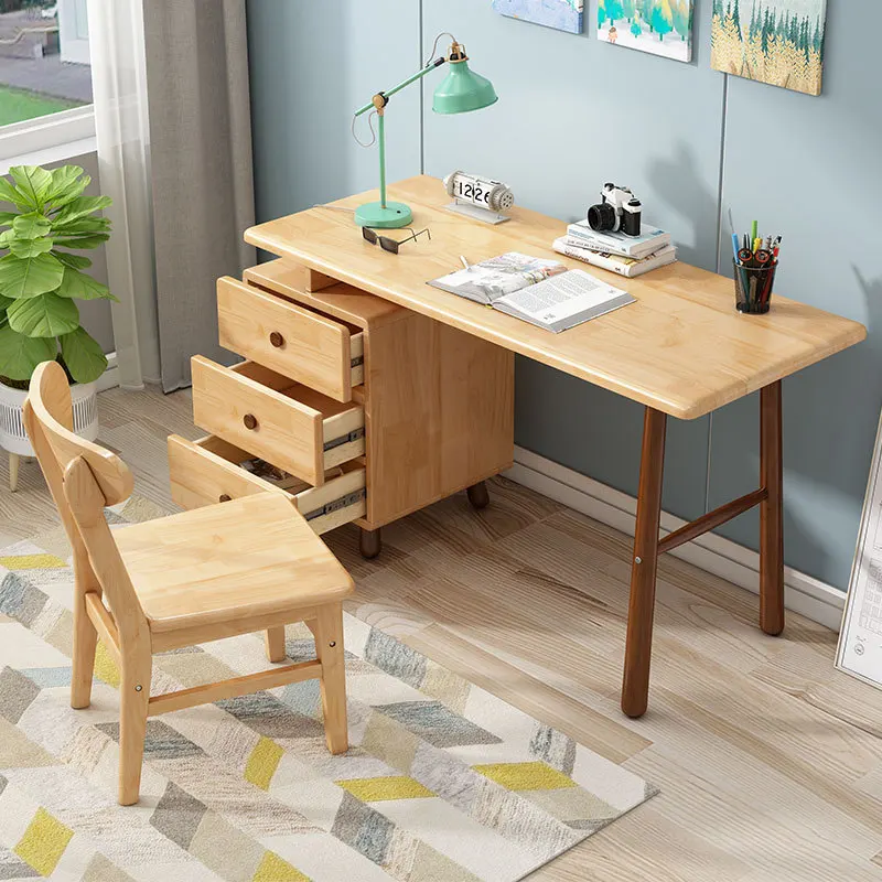 Retractable solid wood study table and chair household bedroom small apartment environmentally friendly writing desk