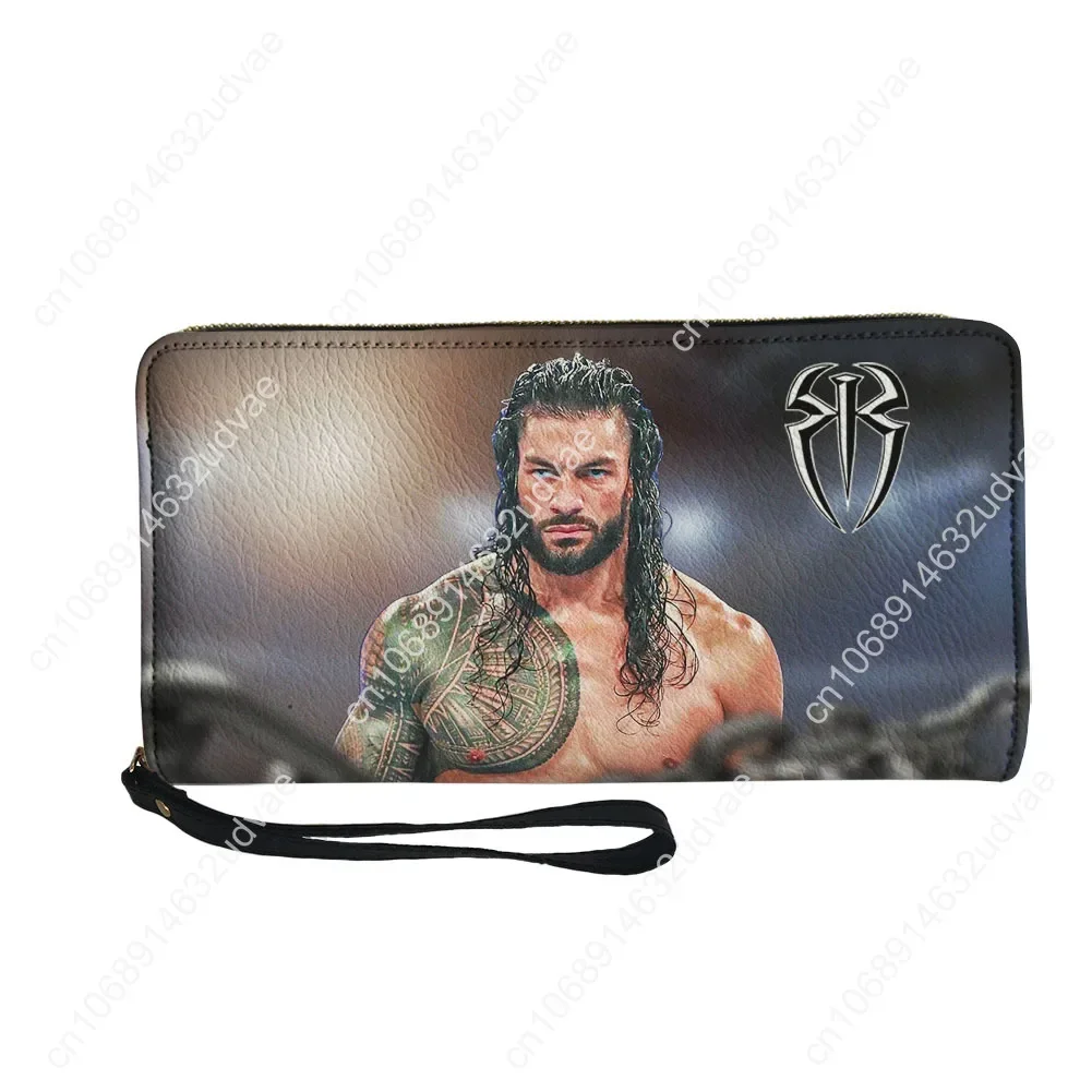 Roman Reigns Wallet Purse Mens Womens Teenagers Zipper Long Wallets Double Print Commuter Personalized Portable Wallet Gift Bag