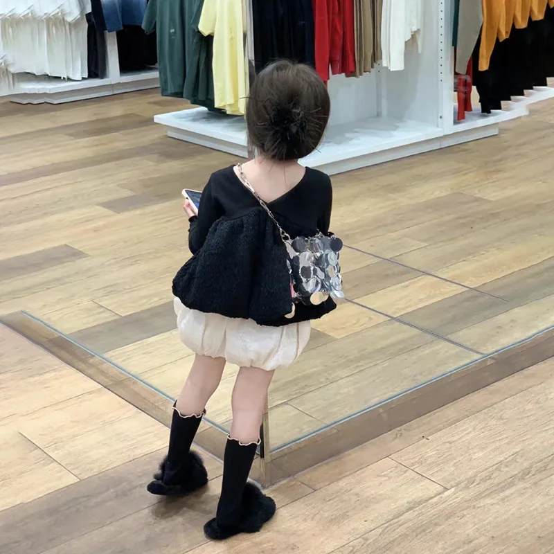 

Girls' Autumn Outfit New Children's Top Doll Shirt Stylish Flower Bud Pants Spring and Autumn Two-Piece Set