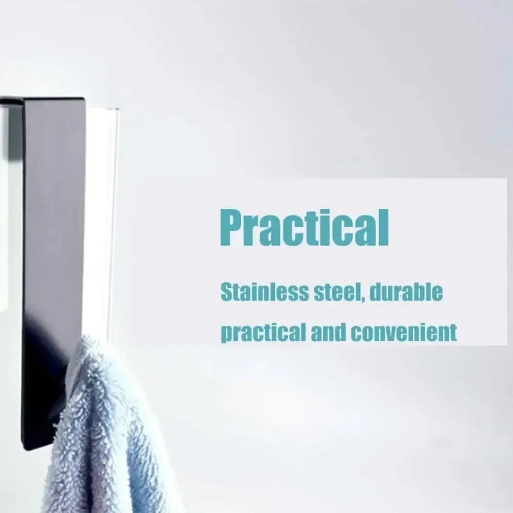 Drilling-Free Stainless Steel Shower Door Hook Space Saving Wall Mounted Bathroom Hooks Rustproof Over The Door Hanger Sauna