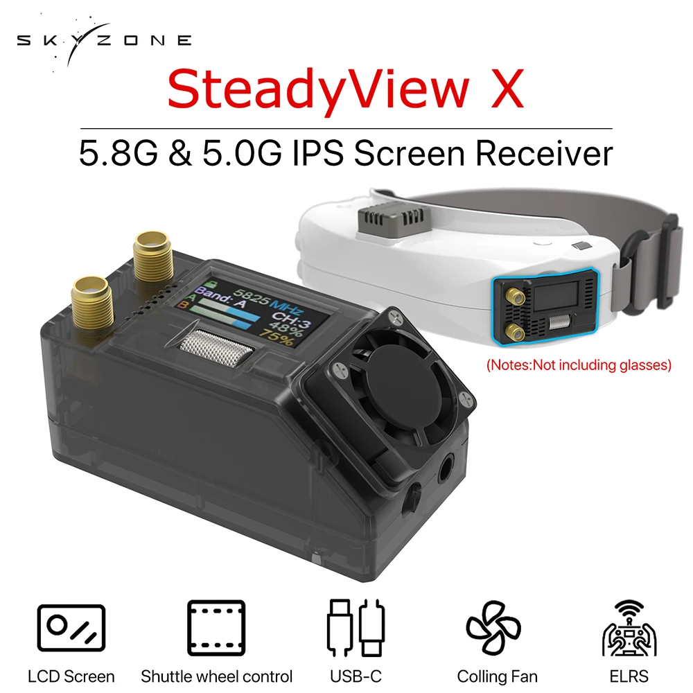 SKYZONE Steadyview X 5.0G 5.8G Receiver Module 2-6S High Sensitivity IPS Screen Multiple Shells For RC FPV Goggles Receiver