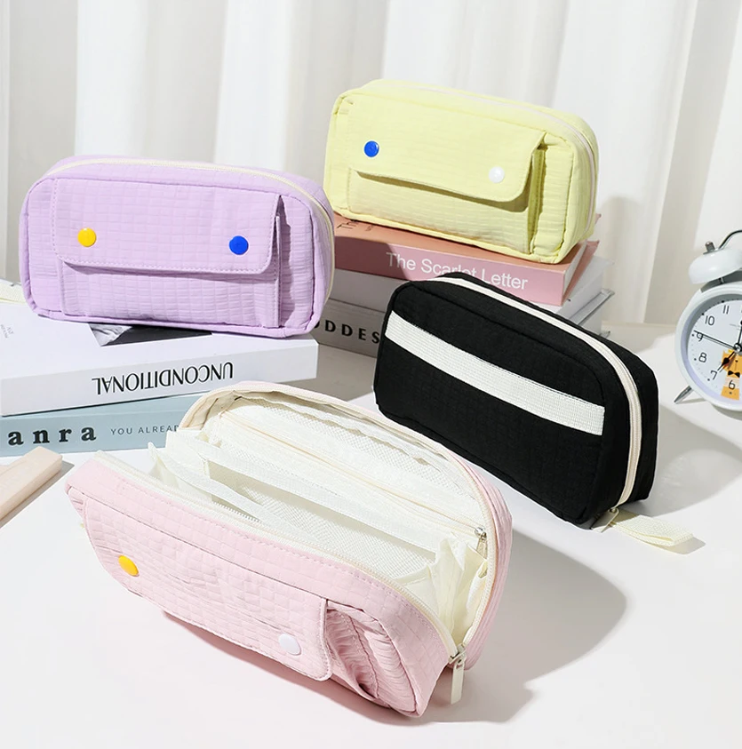 Creative Button Pencil Case Creative Large-Capacity Pencil Bag Minimalist Design Pen Case Convenient For Daily Life Students