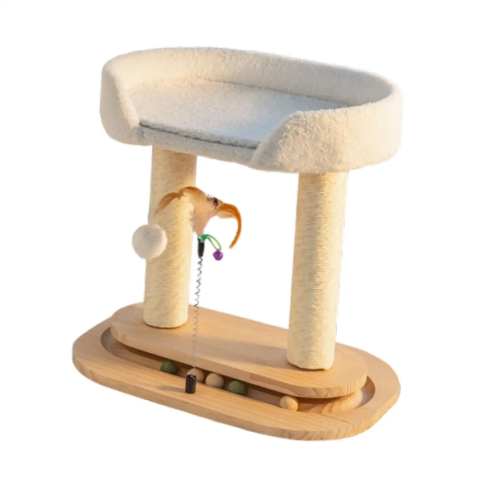 Cat Scratcher Double Levels Cats Interactive Toy Cat Bed Wooden Cat Tree