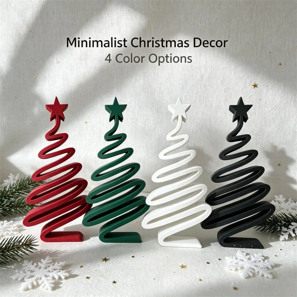 3D‑Printed Minimalist Xmas Tree Ornament, Small Decor for Table Cabinet Living Room