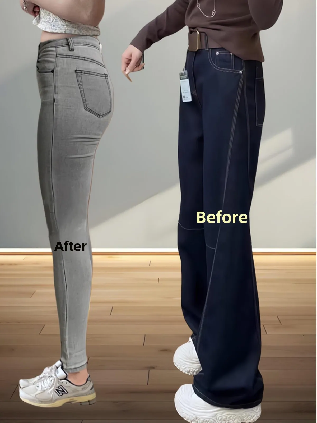 

plus Size Wide Leg Jeans Women's Slim Fit Bootcut Denim Pants for Pear Shaped Body High Waist Long Trousers Autumn Fashion