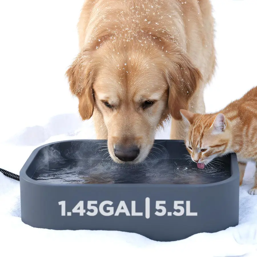 

Water Bowl, 5.5L 1.45Gal Extra Large Winter Freeze Proof Pet Heated Water Bowl with Anti Chewy Long Cord, BPAFree, for Dog Cats