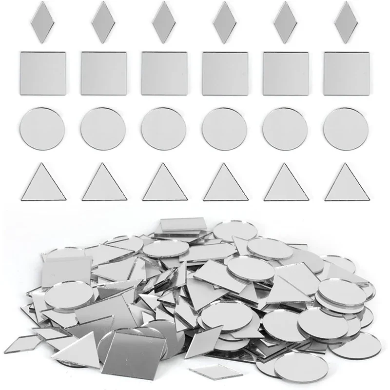 200 Uds 2,5 cm DIY pegatinas de espejo artesanales forma de hoja adhesivo acrílico decorativo artesanía Mini espejo azulejos pequeño espejo de pared para artes