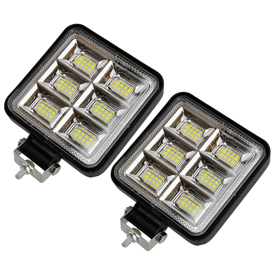 2pcs Square 4-Inch White LED Work Light Pods Flood Spot Lamp For SUVs Vans Cars Truck Off Road