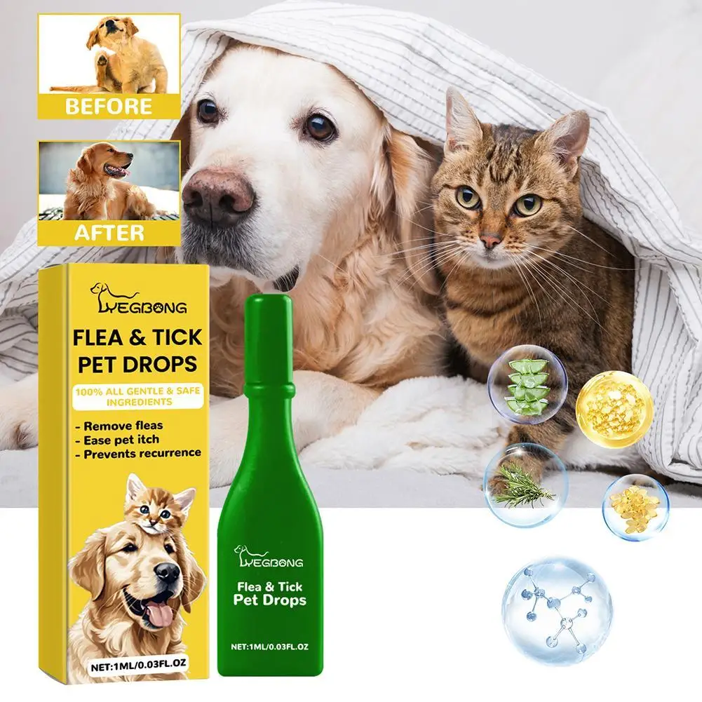 1pcs Dogs And Cats Anti Flea Drops Lice Remove Relieve Skin Itching External Insect Repellent Supplies Pet Tick Treatment Drops