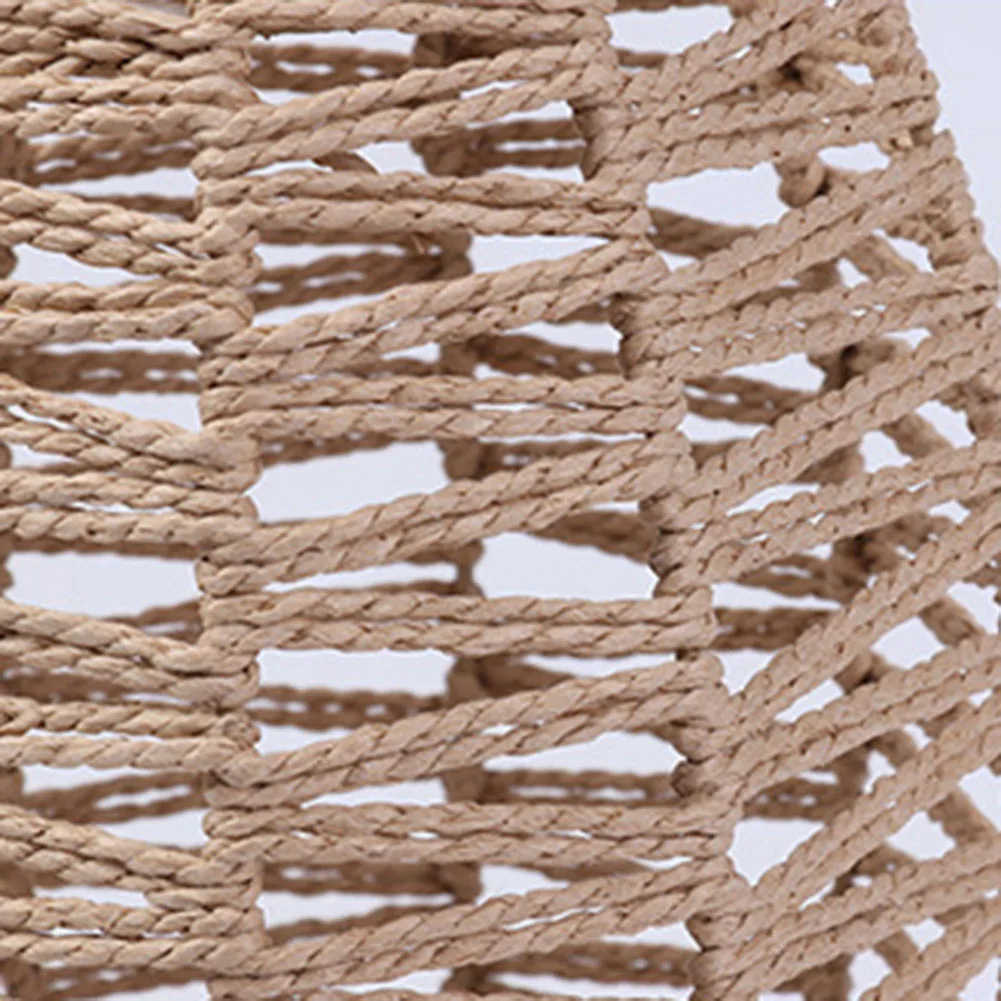 Simulated Rattan Ceiling Light Cover Vintage Bulb Guard Cage Handmade Woven Lamp Shade for Living Room Bedroom Hotel Restaurant